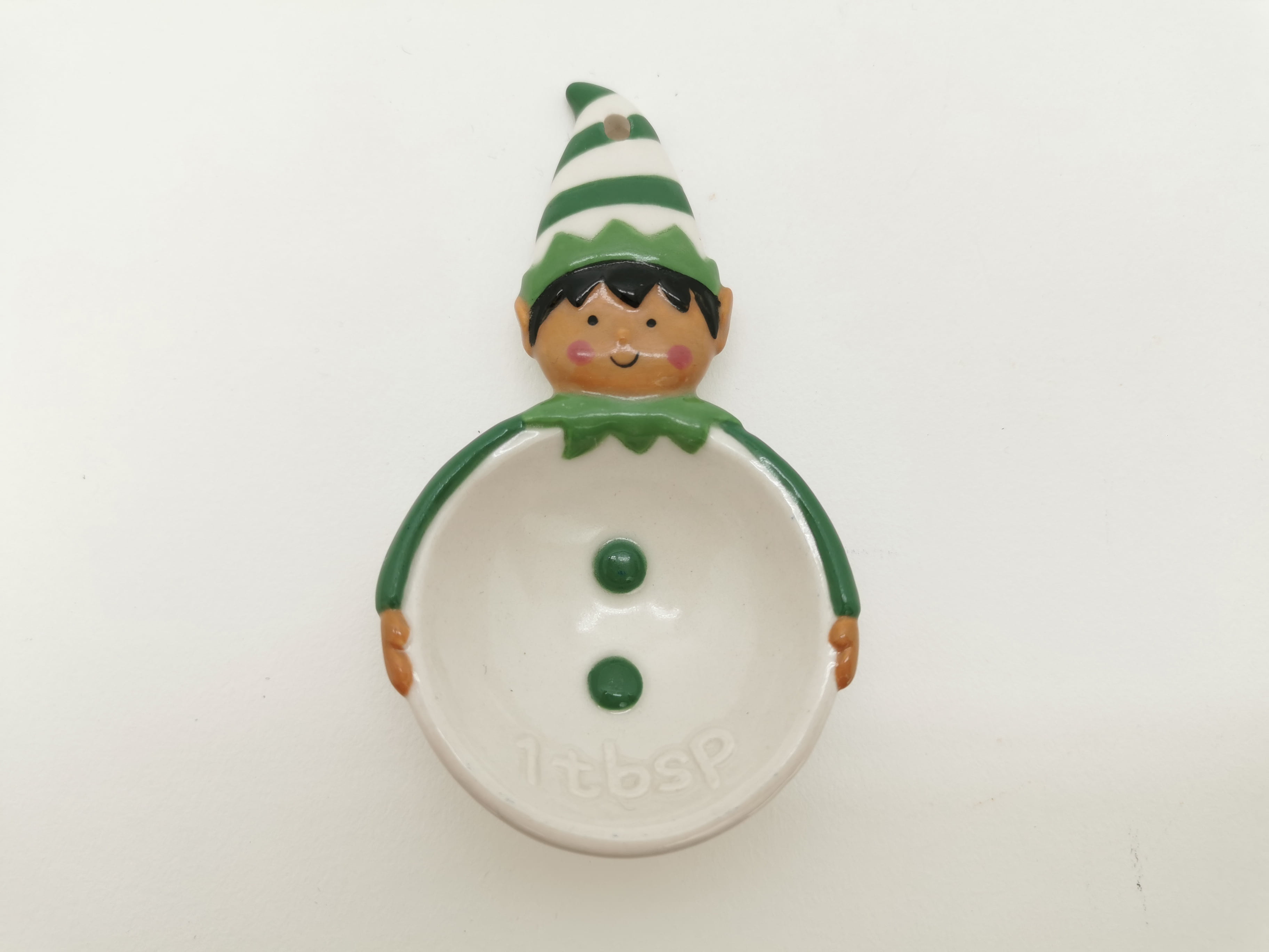 Holiday Time Red and Green Elf Measuring Cups, Stoneware Ceramic 