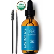 Eve Hansen Organic Castor Oil (2 oz)- Hair Growth Oil with Vitamin E for Longer Eyelashes, Eyebrows, and Hair