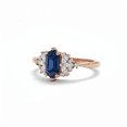 thumbnail image 4 of Hexagon Cut Blue Sapphire Ring, Marquise Aquamarine Engagement Ring, Diamond Wedding Ring, Anniversary Cluster Ring, Dual Birthstone Ring, Anniversary Ring., 4 of 4