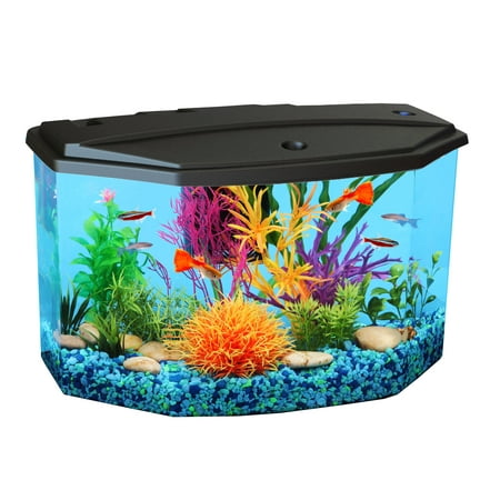 KollerCraft 3-Gallon Aquarium with LED Lighting and Power Filter  Impact-Resistant Plastic - Ideal for a Variety of Tropical Fish