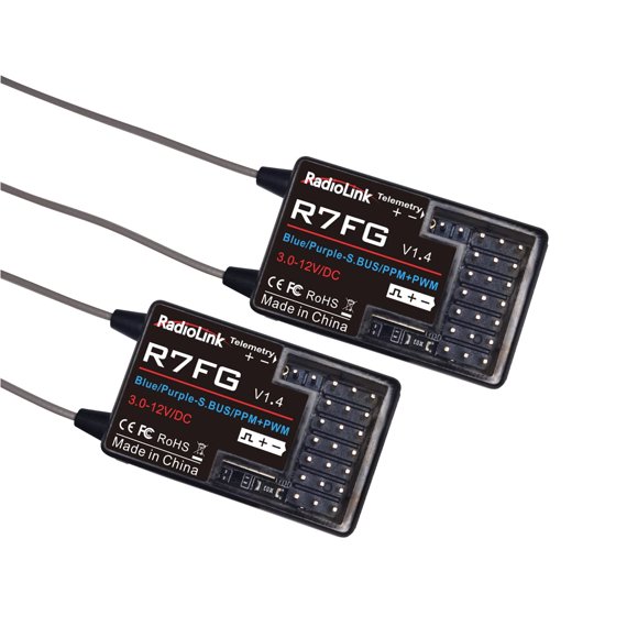 Eenhuup Récepteur de Voiture RC Radiolink R7FG 7 Canaux 2.4GHz Gyroscope Télémétrie Tension Surface Longue Portée Compatible Émetteur Radiolink RC6GS V2/RC6GS/RC4GS