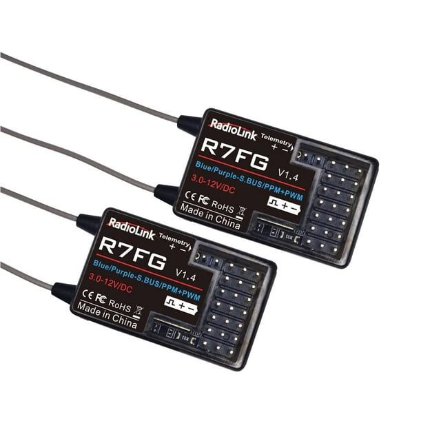 Eenhuup Récepteur de Voiture RC Radiolink R7FG 7 Canaux 2.4GHz Gyroscope Télémétrie Tension Surface Longue Portée Compatible Émetteur Radiolink RC6GS V2/RC6GS/RC4GS
