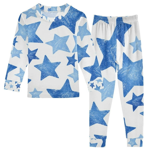 Boys Pajamas Girls Pajama Blue Stars Cute Comfortable Cotton Two-piece Pajama Set