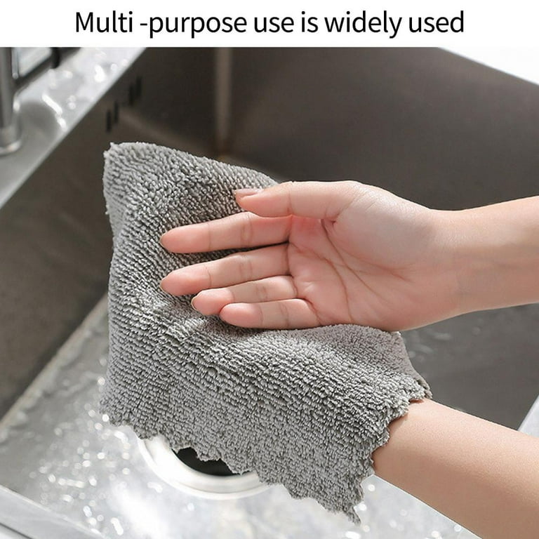 1/3pcs Bamboo Charcoal Kitchen Towel Soft Fluff Tags Non-stick Oil Kitchen  Cleaning Towels Dishwashing