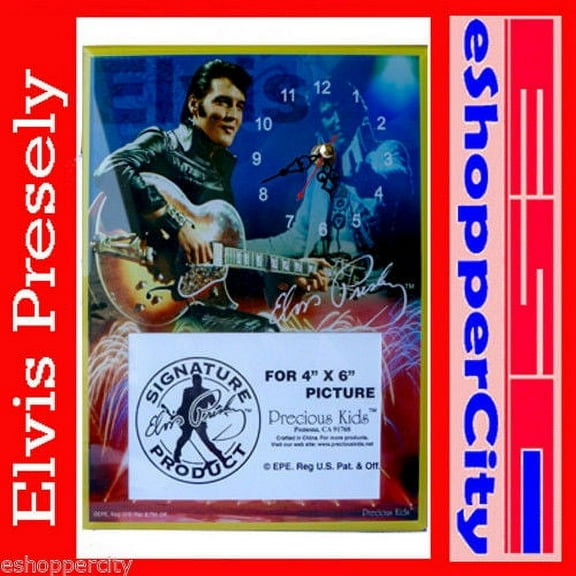 Elvis Presley Glass Picture Photo For 4" x 6" Frame w/ Clock Table Top New`
