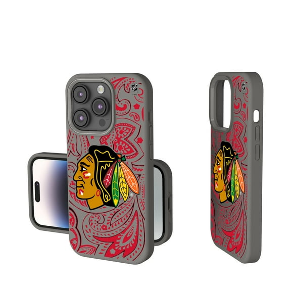 Keyscaper Gray Chicago Blackhawks Paisley Soft Touch iPhone Case