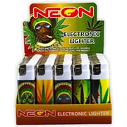 Rasta Neon Electronic Disposable Lighters, Wholesale Pack Lot Assorted Lighter (50)