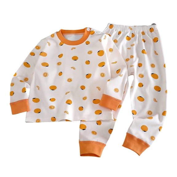 UAYOTSE Toddler Casual Pajama Outfit 3 6 12 18 24 Months 3T 4T 5T 6T Orange Dot Crew Neck Long Sleeve Top and Matching Sleep Pants