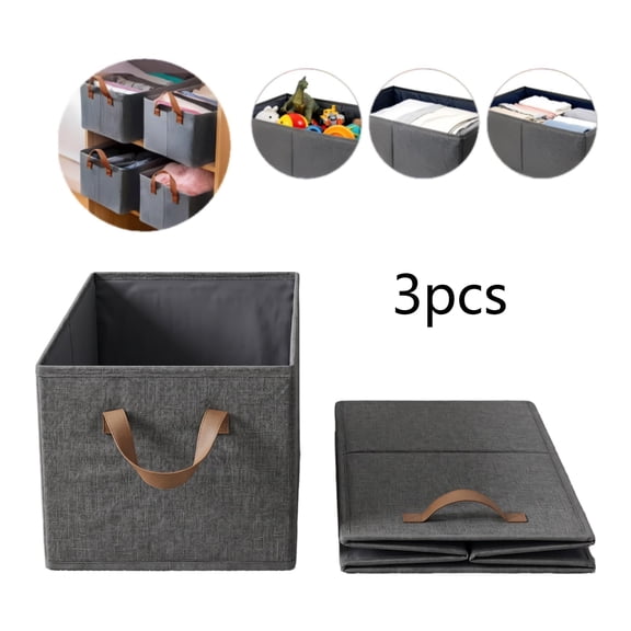 Pack of 3 Large Capacity Foldable Storage Bins Closet Organizer System with Sturdy Fabric for Clothes Sheets Books and Shelf Organizer Baskets