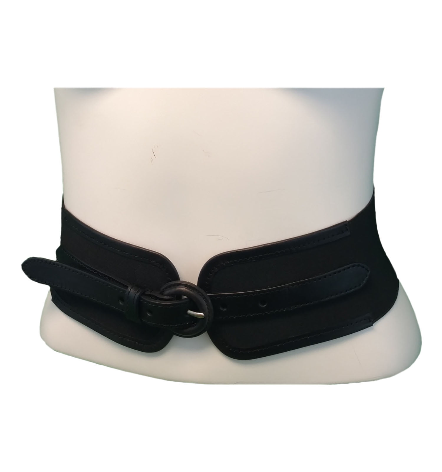 WCM Black Elastic Cinch Stretch Waist Belt Size Large Fits 32 to 35 + 