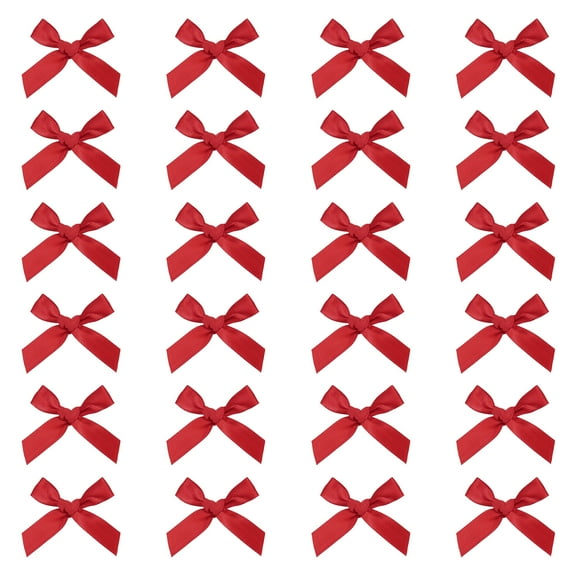 80 Pcs Mini Ribbon Bow 1.8 Inch for Craft DIY Cake Sewing Wedding Birthday Party Wrapping, Dark Red