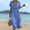 *Blue, variant on ClodeEU Women's Linen Blend V Neck Short Sleeve Tiered Ruffle Midi Dress,Casual Loose Boho Beach Sundress Beige,Women's Plus L
