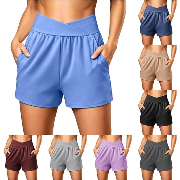 xfsWaSs Athletic Shorts for Women High Waisted Running Shorts with Pockets Lightweight Breathable Workout Bottoms Casual Yoga Shorts Activewear