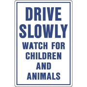 Hy-Ko 20521 Drive Slowly Sign, 12 x 18, Aluminum