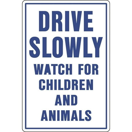 Hy-Ko 20521 Drive Slowly Sign, 12 x 18, Aluminum