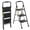 Black, variant on ASoopher Folding 3 Step Ladder, Heavy Sturdy Steel Portable 3 Step Stool with Handrail, Safe-Lock Design, For Kitchen, Garage & Outdoor Use, Black