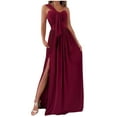 thumbnail image 1 of Vestidos Para Mujer Vestido Maxi Un Hombro Elegante Erógeno Sólido Adelgazante Sin Mangas Dobladillo Dividido Odeerbi ODB163708, 1 of 8