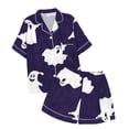 thumbnail image 5 of Purple Family Halloween Pajamas Silk Imitation Button Top and Shorts Pumpkin Print Lounge 2026 Pjs Sleepwear Short Sleeve Funny S, 5 of 5