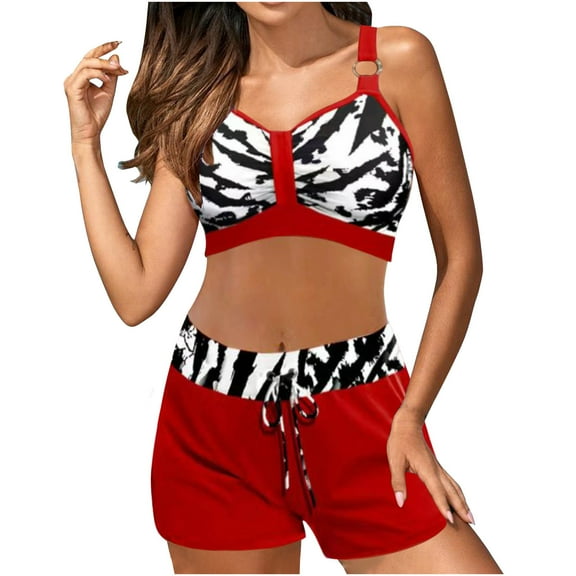 Leesechin 2025 Womens Bikinis Juniors Bikini Print Strappy Back Set Two Piece Swimsuits Swimdress Swimwear