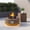 Dark Brown Wood Grain, variant on 30 in. Round Propane Fire Pit Table with LED Light - 50,000 BTU Gray Outdoor Fire Pit with Tank Holder, Gas Fire Pits s for Outside (Dark Gray, Golden LED Light)