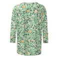 thumbnail image 5 of Plus Size Women's Floral Print 3/4 Sleeve Tshirts Crewneck Tunic Tops Classic-Fit Basic Tee Clothes, 5 of 5