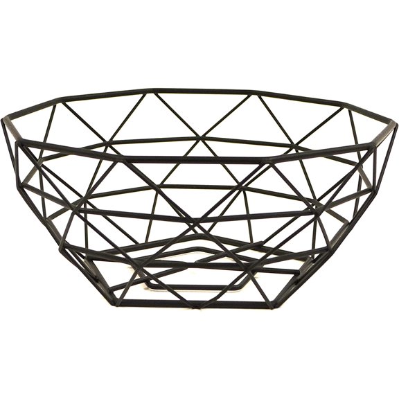 AQ Modern Geometric Wire Fruit/Produce Basket, Centerpiece Bowl for Kitchen Countertop, Living or Dining Room Table - Matte Black