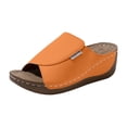 thumbnail image 5 of Orthopedic Wedge Sandals for Women Splice Leather Fashion Platform Slides Casual Solid Color Slip on Walking Shoes Orange Size 7.5, 5 of 5