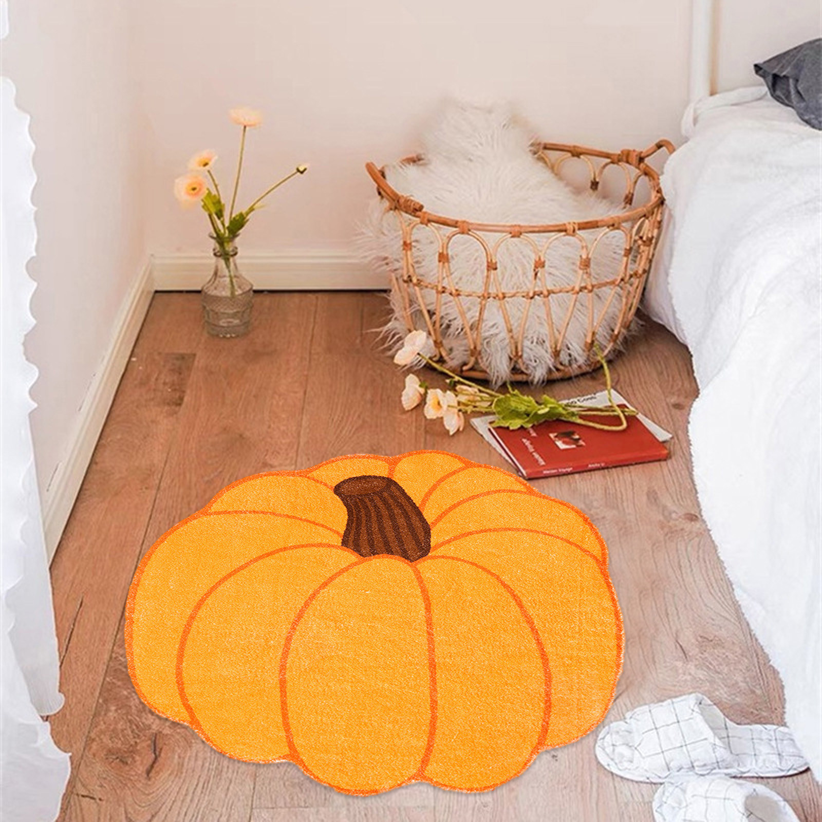 Holloyiver Halloween Bathroom Rug, Fall Pumpkin Bath Water Absorbent ...