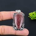 thumbnail image 2 of Rhodonite Gemstone Handmade 925 Sterling Silver Jewelry Pendant 2.25", 2 of 2