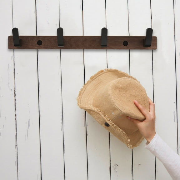 FRCOLOR Clothes Hook Wooden Wall Mount Hook Hanging 4-hook Coat Hanger Modern Hook