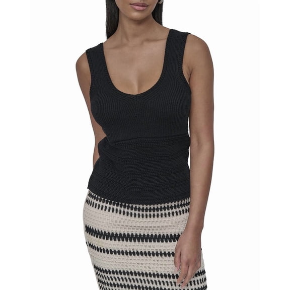 DKNY womens Cotton V-Neck Crochet Sweater, m
