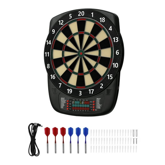 KFFKFF Electronic Dart Board with 13.5" Target, 43 Games & 200  Variations for Up to 8 Players, Includes 6 Dart Shafts, Flights, and 50 Soft Tips, LCD Scoring Screen for Home and Party Use