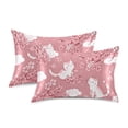 thumbnail image 2 of Haosy Satin Pillowcase for Hair and Skin Standard Cooling Silk Pillow Case with Envelope Closure Cherry Blossoms and Cute Cats 20"x26", 2 of 9