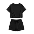 thumbnail image 6 of Dagugfen Womens Athletic Sets Crew Neck Short Sleeve Tees Drawstring Elastic Waist Shorts with Pockets Breathable Outdoor Workout Running Sets, 6 of 6