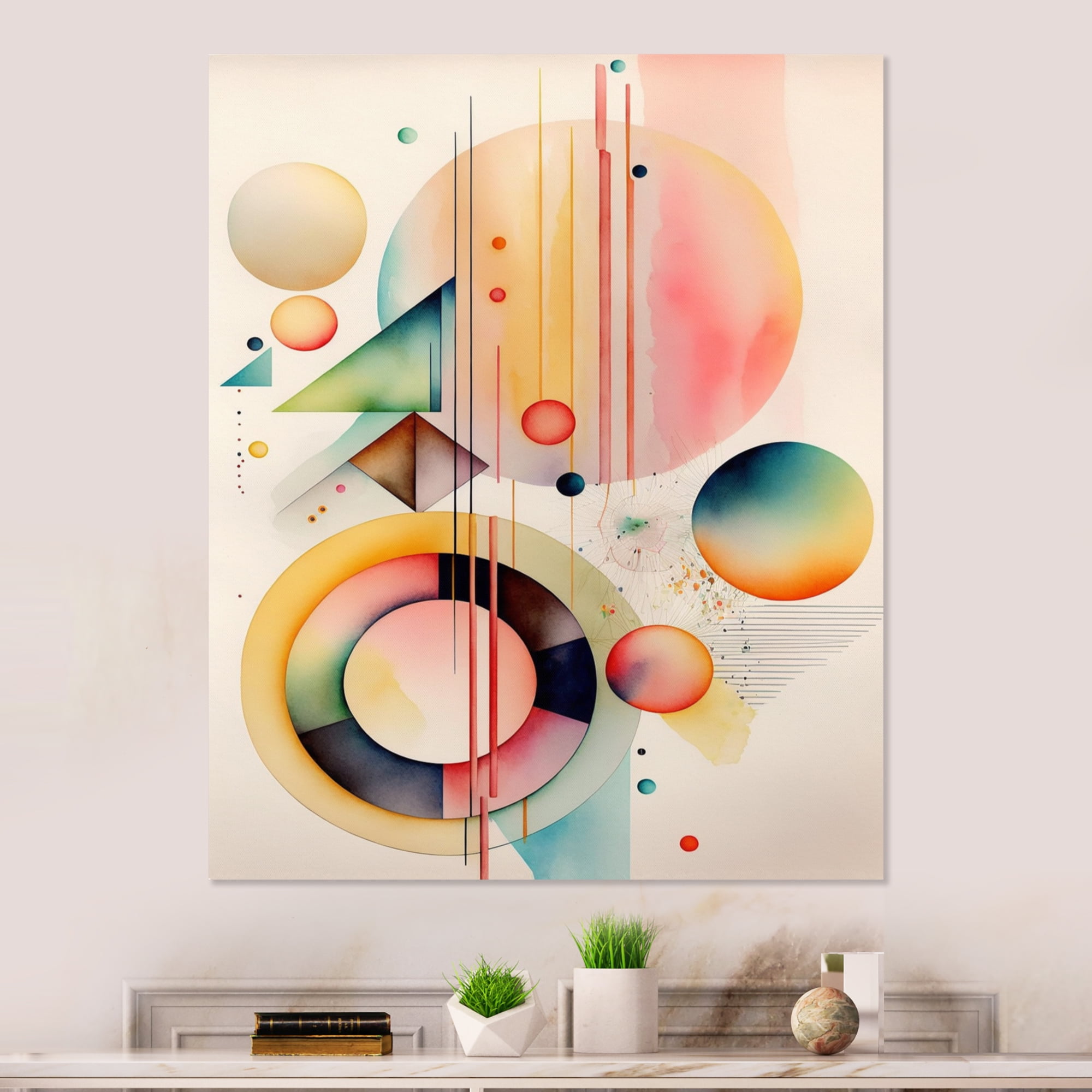 Designart Pastel Minimalist Multi Shape Art III Canvas Wall Art