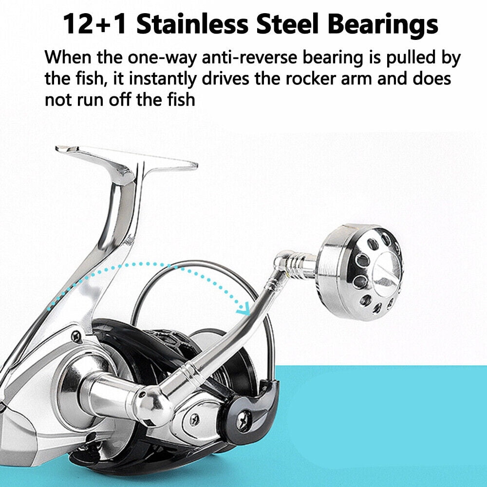 4.9:1/5.2:1 Fishing Spinning Reel Metal 14+1 BB Gear Ratio Fishing Reel