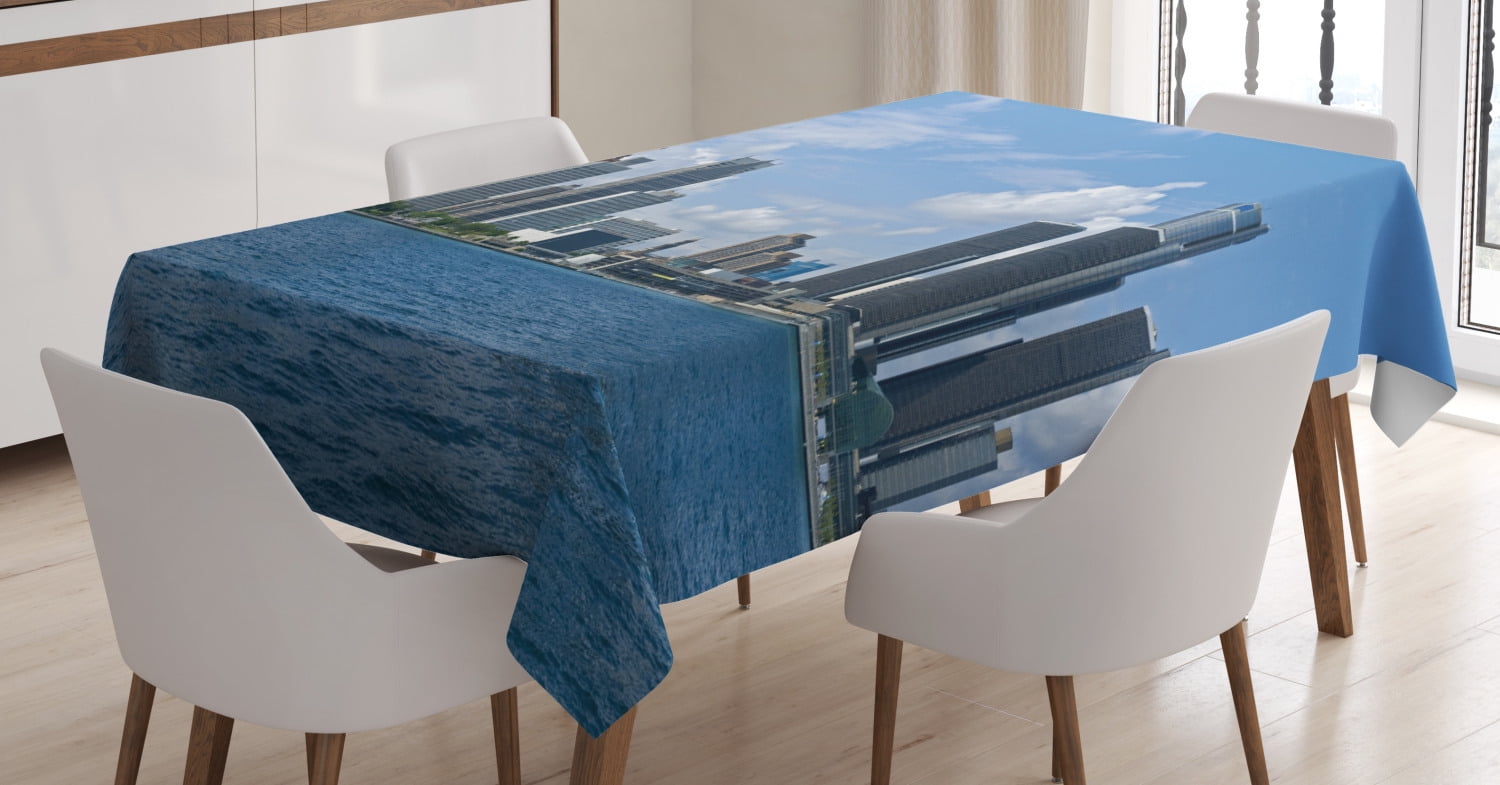 Detroit Decor Tablecloth, Downtown Detroit GM Renaissance Center Ford Auditorium Shoreline