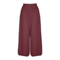 thumbnail image 4 of Owordtank Women's Loose Cotton Linen Harem Pants Fashion Solid Baggy Casual Pants High Waist Yoga Boho Trousers, 4 of 7