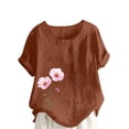 thumbnail image 2 of Pisexur Hauts d'Été pour Femmes, Blouses Décontractées à Manches Courtes Col Rond Ample Multicolore, TG, 2 of 2
