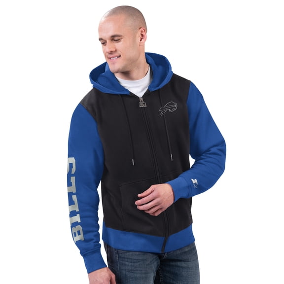 Men's Starter Black/Royal Buffalo Bills Thursday Night Gridiron Full-Zip Hoodie