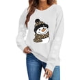 thumbnail image 2 of Women's Snowman Graphic Sweatshirt Crew Neck Long Sleeve Snowflake Sleeve Casual Pullover Top, 2 of 6