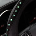 thumbnail image 2 of PWFE Universal 15 Inch Diamond PU Leather Steering Wheel Cover with Bling Bling Crystal Rhinestones(Black3), 2 of 6