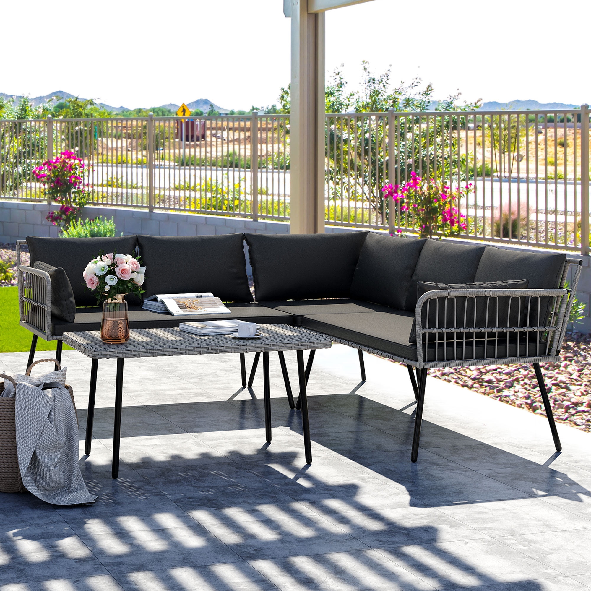 6 seater steel corner sofa set sales