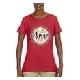 thumbnail image 3 of Floral Nurse Appreciation Pop Culture Womens Graphic T-Shirt, Red, X-Large, 3 of 5