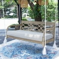 thumbnail image 3 of Cambridge Casual  Renley Wood Outdoor Porch Swing Daybed with Cushion Lime Wash/Oyster Cushion, 3 of 5