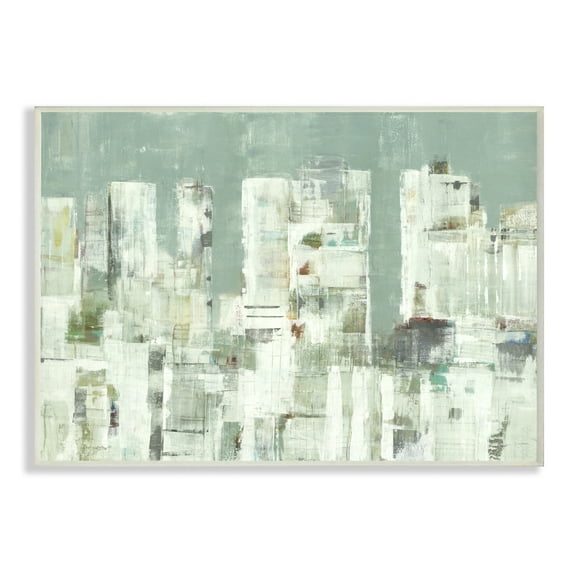 Stupell Industries Cityscape Abstract Shapes White Green Painting Unframed Art Print Wall Art, 13x19, by Third and Wall