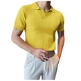 thumbnail image 3 of Mens V Neck Polo Shirt Short Sleeve Casual Golf T Shirt Summer Top Classic Fit Breathable Tee Yellow XXL, 3 of 7