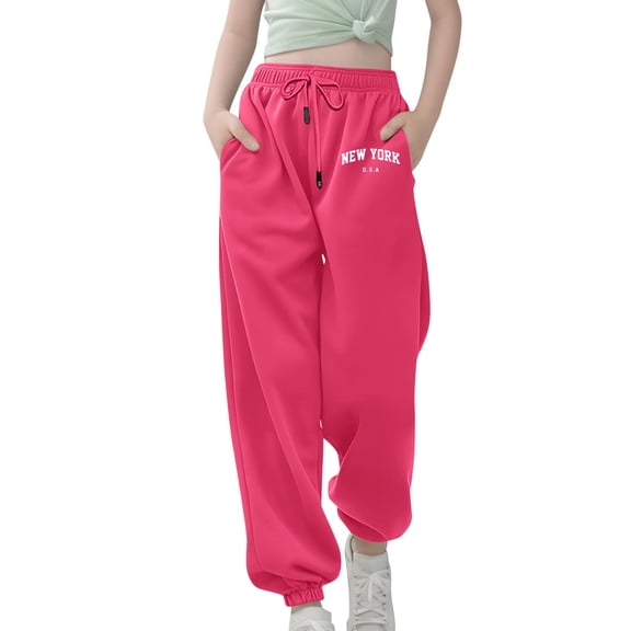 Girls Athletic Jogger Pants with Stretchy Soft for Kids Sports Running Yoga Play Casual Wear Comfortable