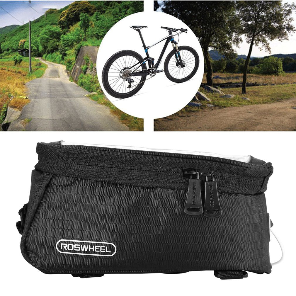 Black Wenjie ROSWHEEL Cycling Bike Bicycle Bags Panniers Front Frame Front Tube Bag Touch Screen Bag For Cell Phone Mountain Bike