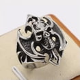 thumbnail image 3 of K-KED Men's Personality Vintage Gothic Flame Skull Stainless Steel Rings Size 7-12-8, 3 of 9